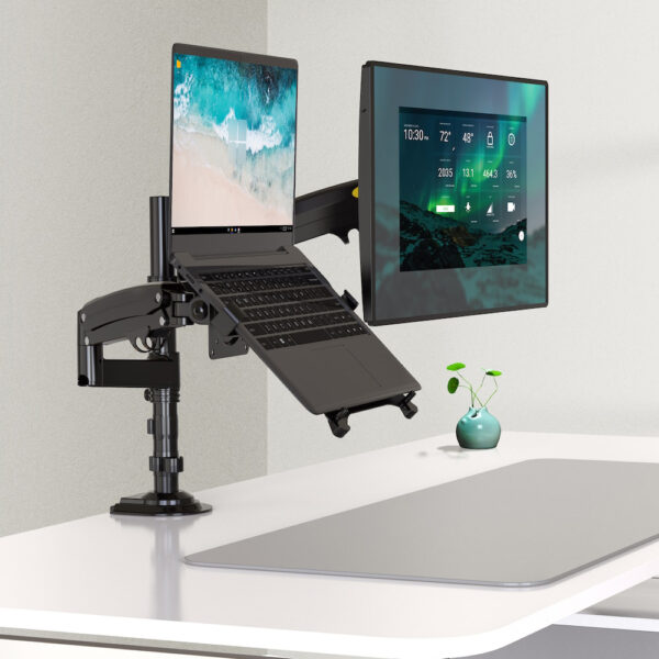 Monitor Desk Stand with Laptop Tray